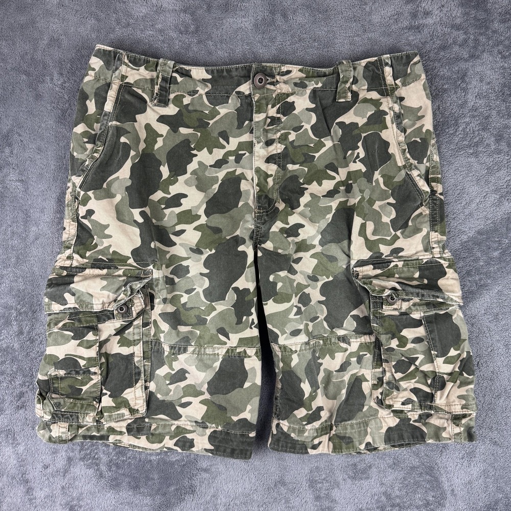Aeropostale Cargo Shorts Mens 36(37x11) Green Camo‎ Utility Military Streetwear